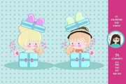 Valentine day kawaii cliparts, an Illustration by Cute Little Workshop (Thumbnail 3 of 6)