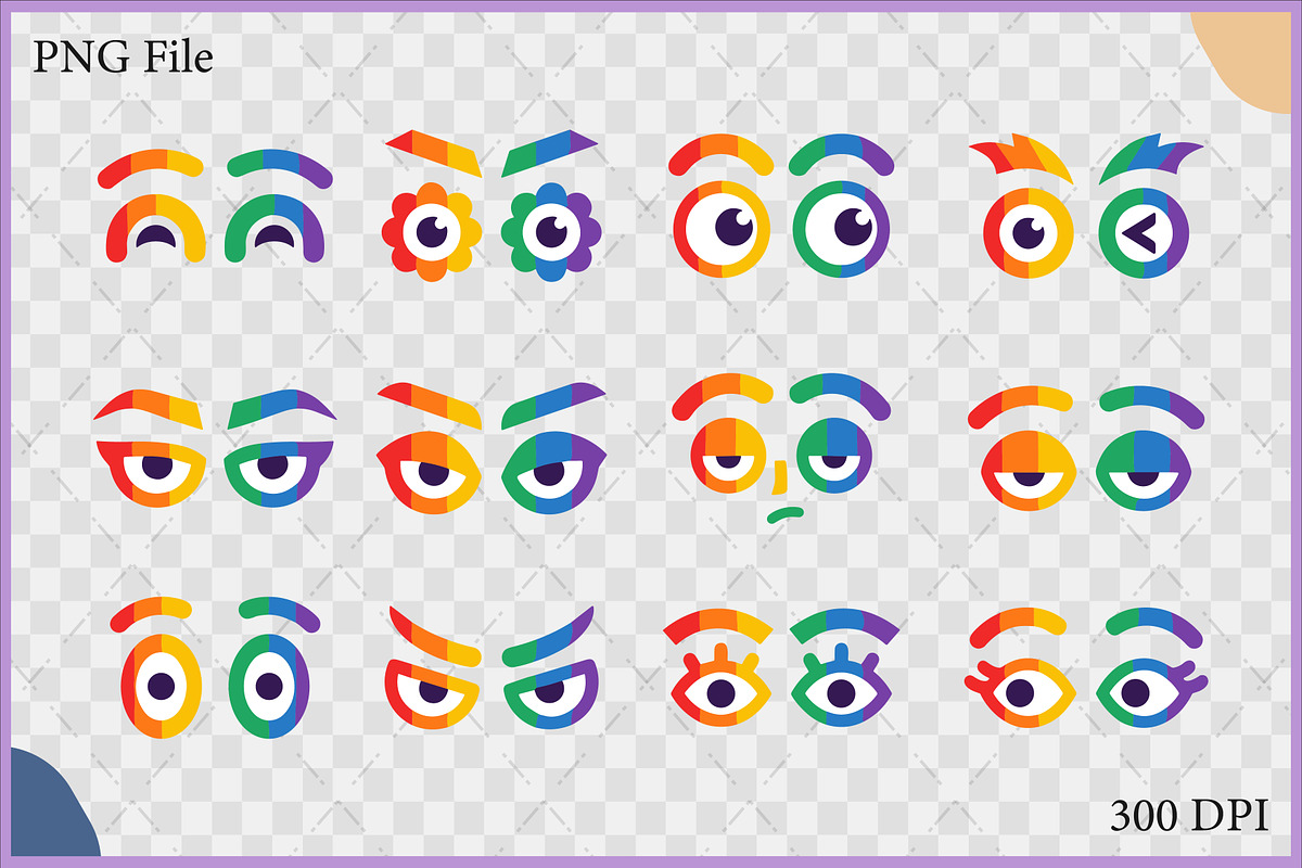 Colorful Rainbow Cartoon Eye SVG Set, an Object Illustration by Gfx Expert Team (Photo 2 of 3)
