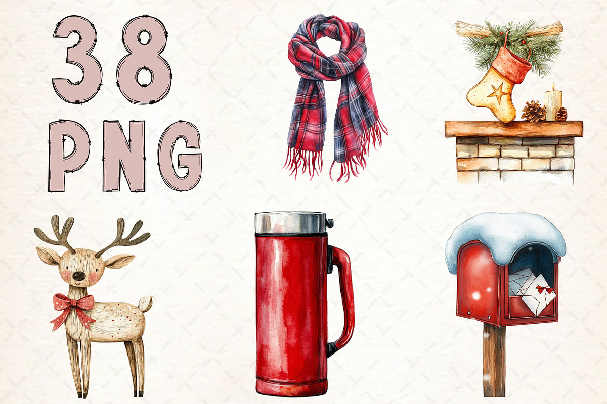 Warm Nostalgic Christmas Clipart, an Illustration by Libby Wishes (Photo 3 of 9)