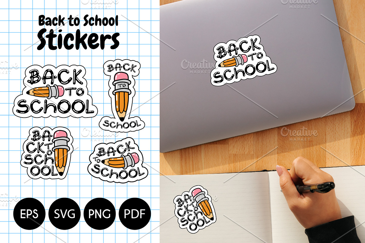 Back to School cartoon stickers., an Education Illustration by DeShoff Art