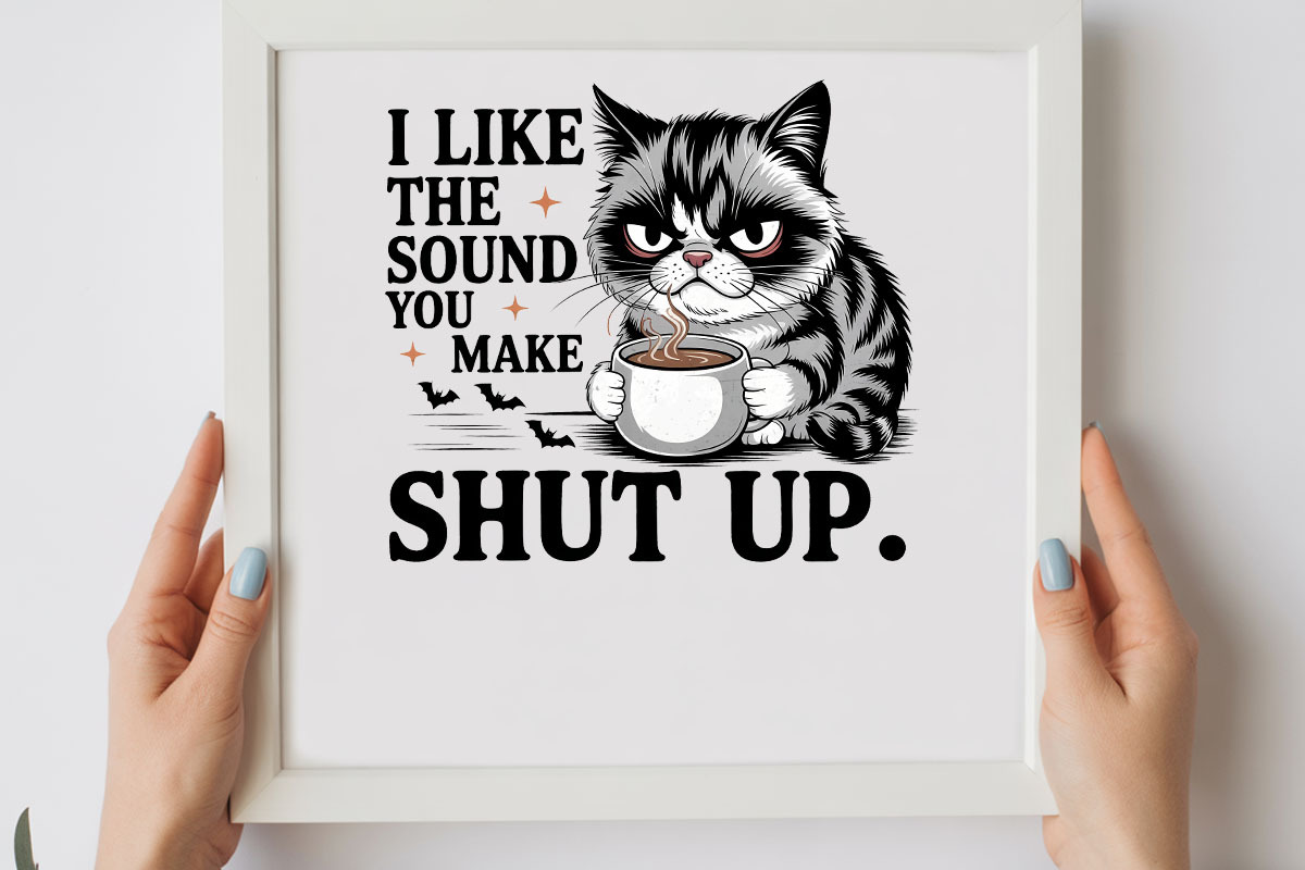 Grumpy Coffee Cat Funny Quote PNG, a Graphic by olgasallom (Photo 2 of 3)