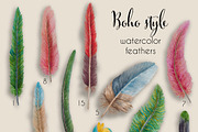 Boho style: watercolor feathers, a Graphic by Big Bundles Shop (Thumbnail 3 of 3)