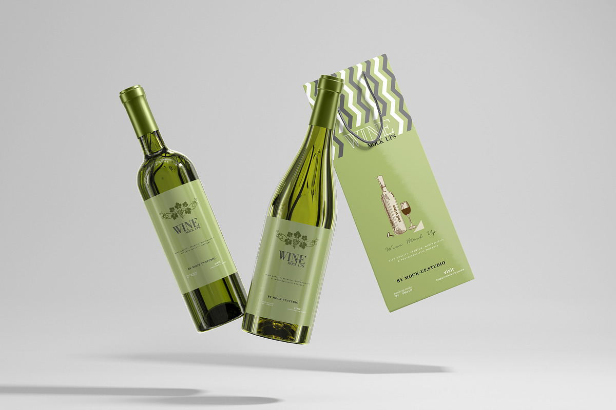 White Wine with Bag Mockups, a Product Mockup by pmvch (Photo 8 of 8)