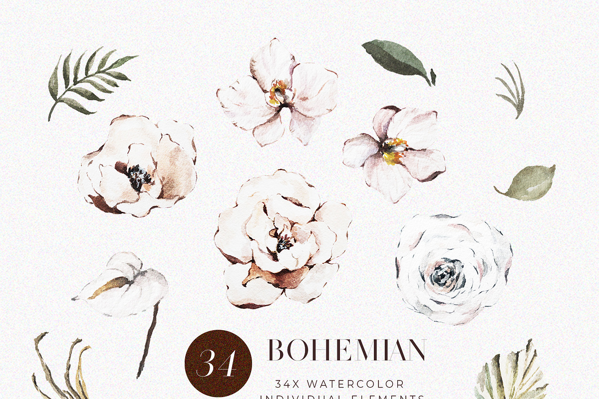 Fall Watercolor Floral BOHO Wedding, a Texture Illustration by WalaPalette (Photo 4 of 6)