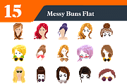Messy Bun Flat Illustrations Bundle, a Duotone Icon by EllaMaiyaali (Thumbnail 1 of 3)