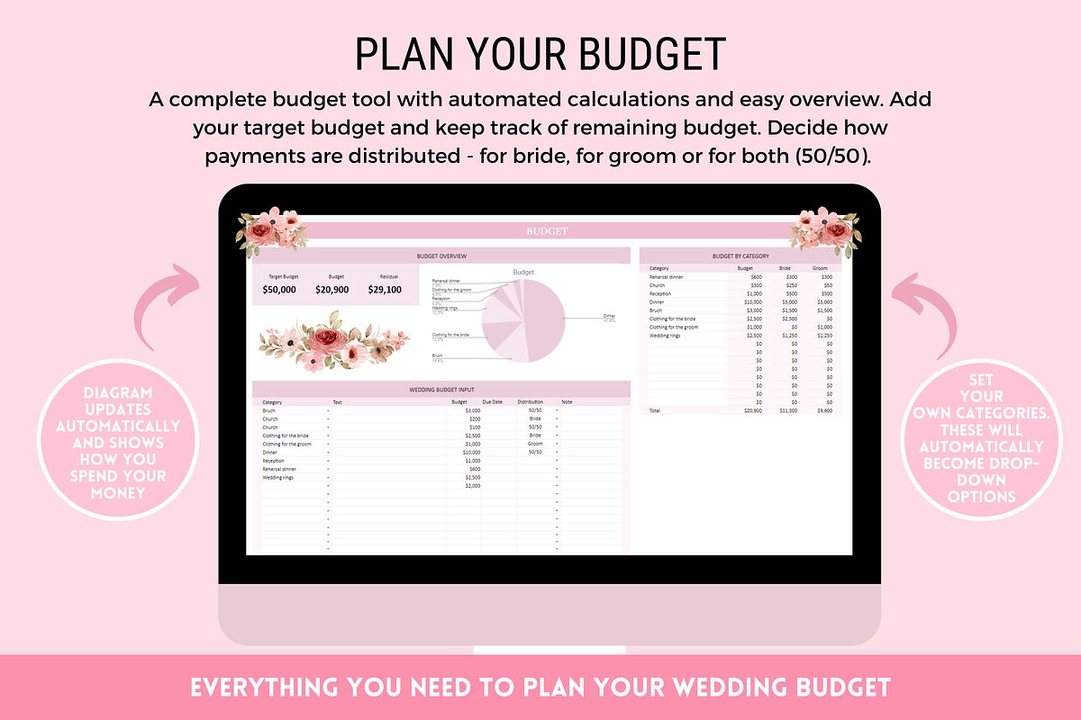 Wedding Planner Spreadsheet, a Templates & Theme by SunshineStudioBoutique (Photo 4 of 10)