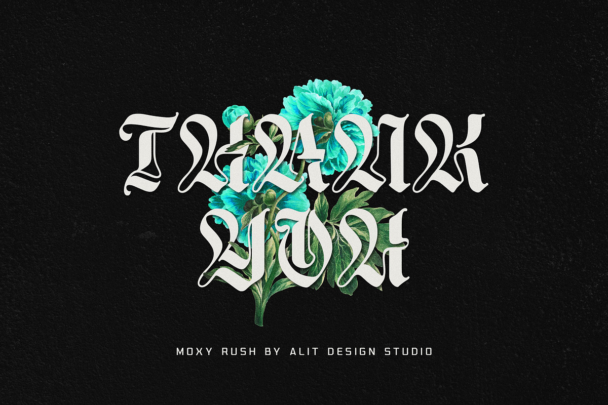 Moxy Rush Blackletter Typeface, a Blackletter Font by alit design (Photo 20 of 20)