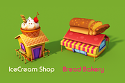 3D Cartoon Shop City, an Environmental 3D Model by Souchenki (Thumbnail 12 of 21)