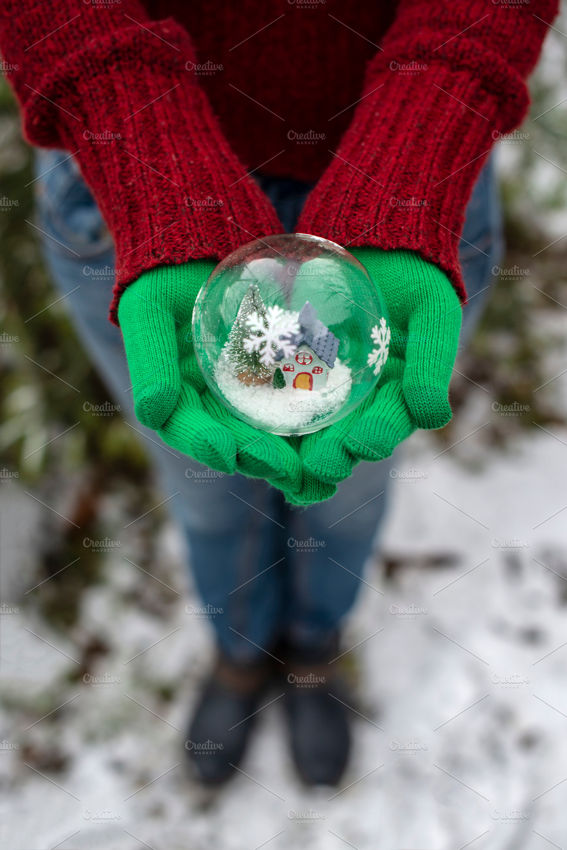 Crystal christmas ball with house an stock photo containing crystal and, a Holiday Photo by Deyan Georgiev