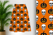 Halloween Skull and Pumpkin Pattern, a Seasonal Illustration by Sharon Schwalbe (Thumbnail 2 of 5)