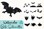 Bats Silhouettes Clipart, an Icon by CrexoraLab (Thumbnail 1 of 5)
