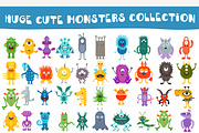 Cartoon cute color monsters aliens, a Graphic by Lemberg Vector (Thumbnail 1 of 2)