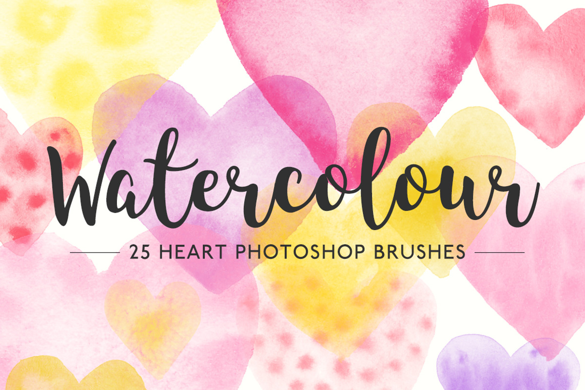 Watercolor heart Photoshop brushes, a Brush Add-On by Little Bean (Photo 1 of 5)