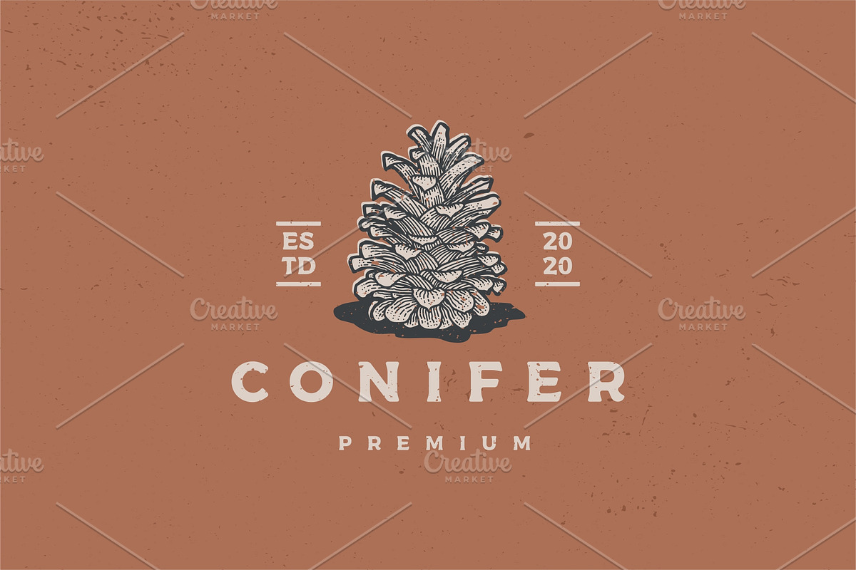 conifer vintage retro logo vector, a Branding & Logo Template by VASTARD STUDIO