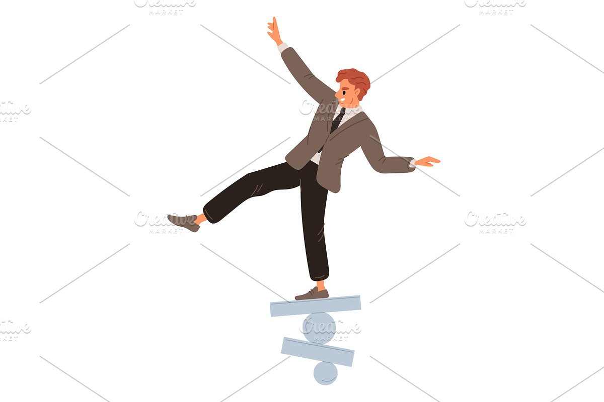 Young businessman tries to maintain, a Person Illustration by Vectorbuum