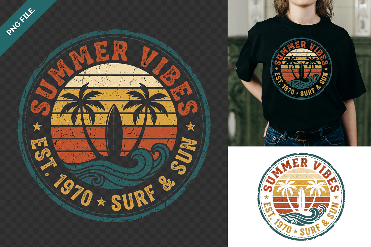 Retro 70s Sunset Sublimation Clipart, an Object Illustration by zahidhossainalif (Photo 1 of 3)