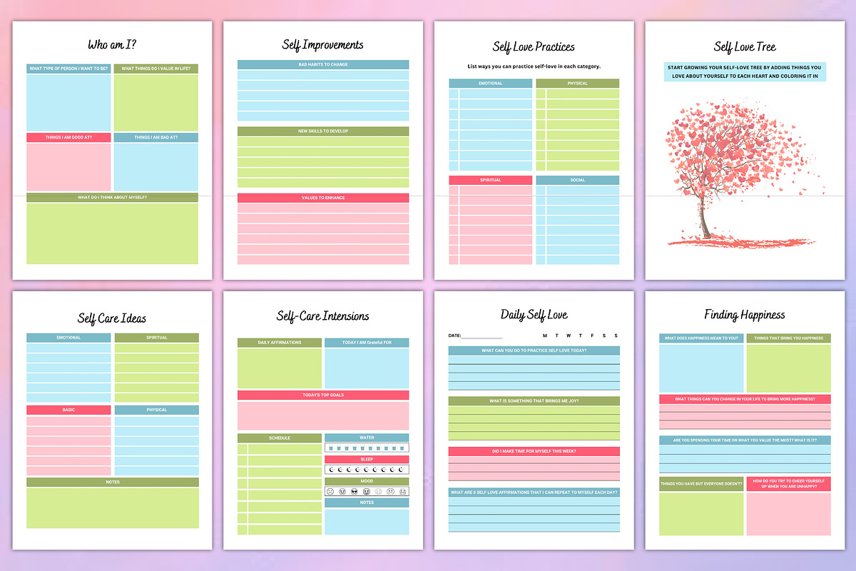 Self-Love Workbook & Planner, a Stationery Template by Designmela01 (Photo 8 of 8)
