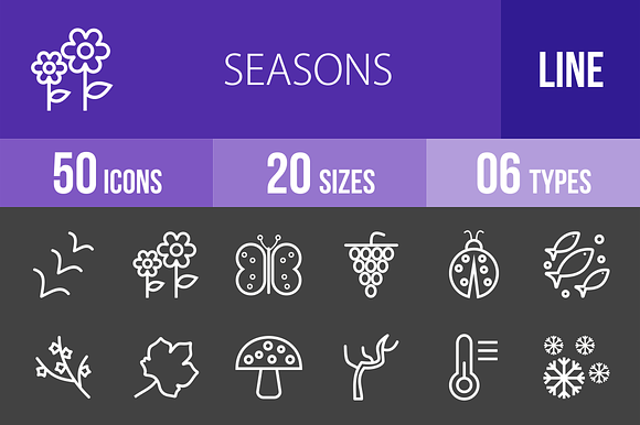 50 Seasons Line Inverted Icons