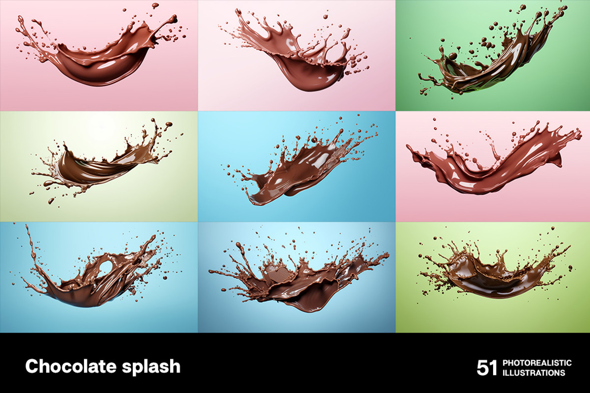 Chocolate splash. 51 images, a Food Illustration by Handmadefont (Photo 5 of 12)