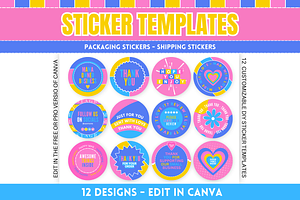 Packaging Sticker Templates - 12 pcs, a Stationery Template by SunshineStudioBoutique