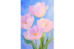 Blooming Tulips art in Gentle Light, an Object Illustration by Lermont51