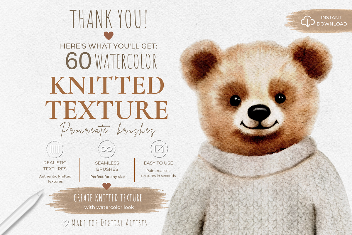 Procreate Watercolor Knitted Brushes, a Brush Add-On by HopeArtIllustration (Photo 5 of 6)