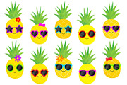 Funky Pineapple Clipart Designs, an Illustration by Doodle and Stitch (Thumbnail 2 of 2)