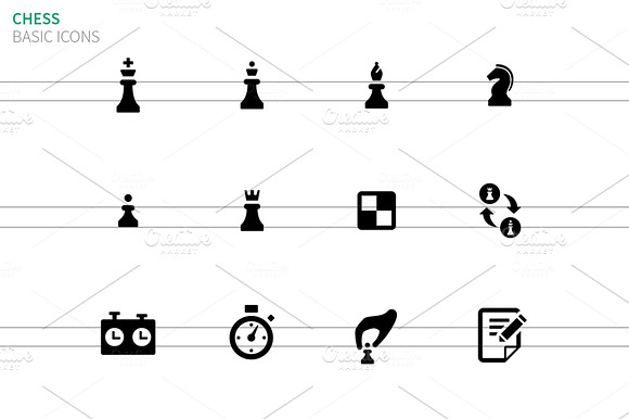 Chess Icons On White
