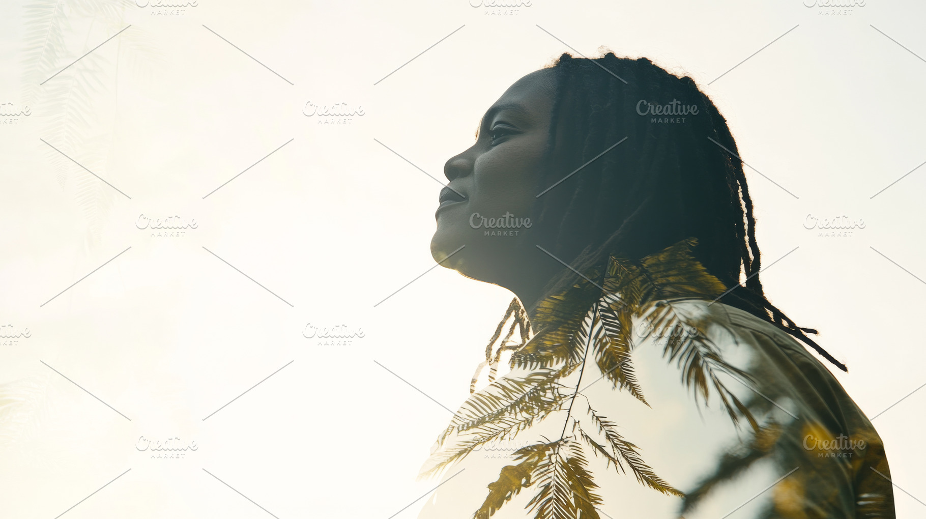 Double exposure of indigenous female, a Photo by Dvoevnore photos