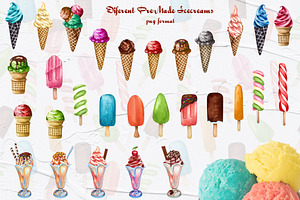 Ice Cream Watercolor Clipart