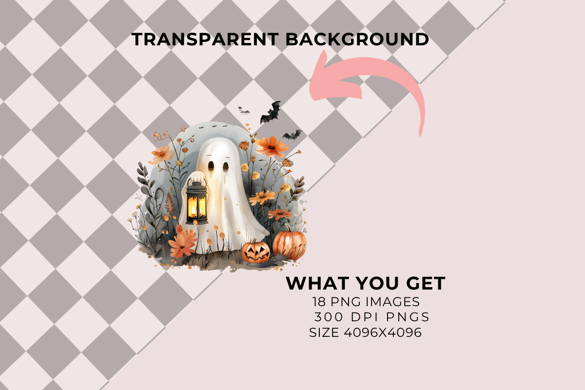 18 Halloween Ghosts Clipart PNG, an Illustration by Anca Digital Vibe (Photo 7 of 7)