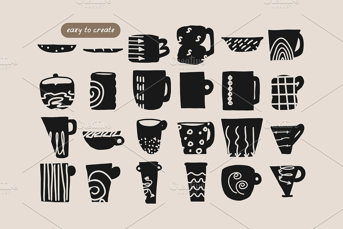 200+ COFFEE CLIPARTS, HAND DRAWN SET, a Food Illustration by JuDesign (Photo 8 of 20)