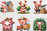 Three Little Pigs Clipart, an Illustration by Black Bird Studio (Thumbnail 2 of 6)