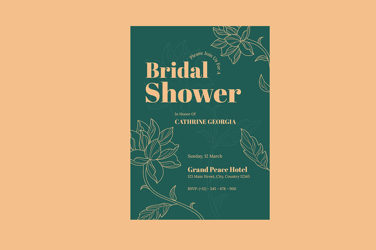 Bridal Shower Invitation Floral Line, a Flyer Template by Neermana (Photo 3 of 4)