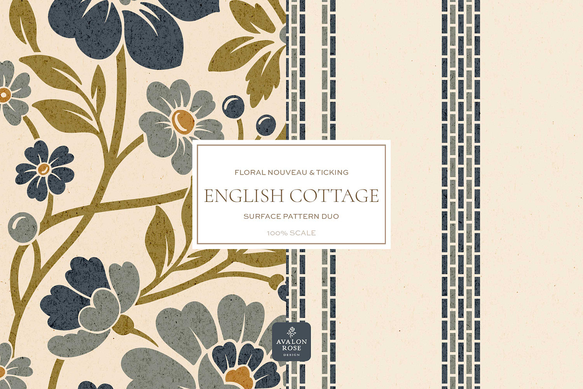 Vintage Blue Cottage Floral Patterns, a Pattern Graphic by Eclectic Anthology (Photo 16 of 16)