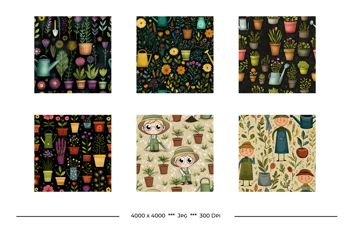 Gardening Retro Art Style Patterns, a Pattern Graphic by karenfoleyphoto (Photo 3 of 14)