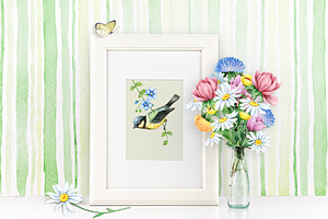 30% OFF! Watercolor Flowers And Bird