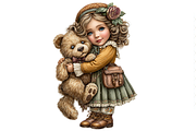 Girl With Teddy Bear Clipart PNG, a Person Illustration by Memories By Lea (Thumbnail 10 of 20)
