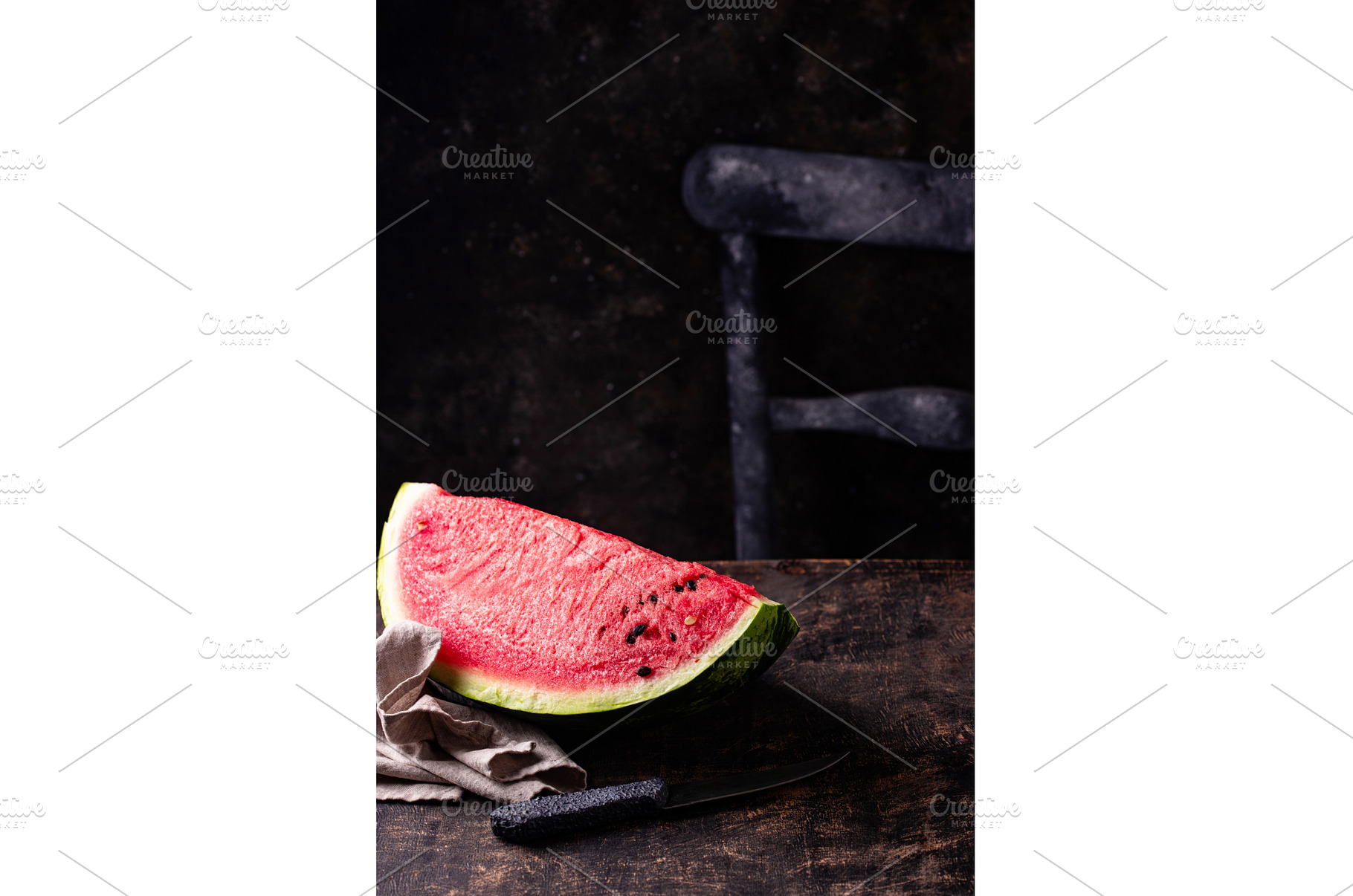 Fresh watermelon close up on dark, a Food & Drink Photo by Yulia Furman
