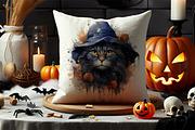 Halloween Cat Witch Clipart Bundle, a Seasonal Illustration by Creative Arslan (Thumbnail 8 of 9)