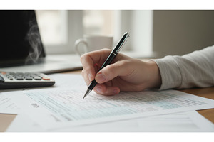 Close up of a hand holding a pen, a Business Photo by Igor Tichonow