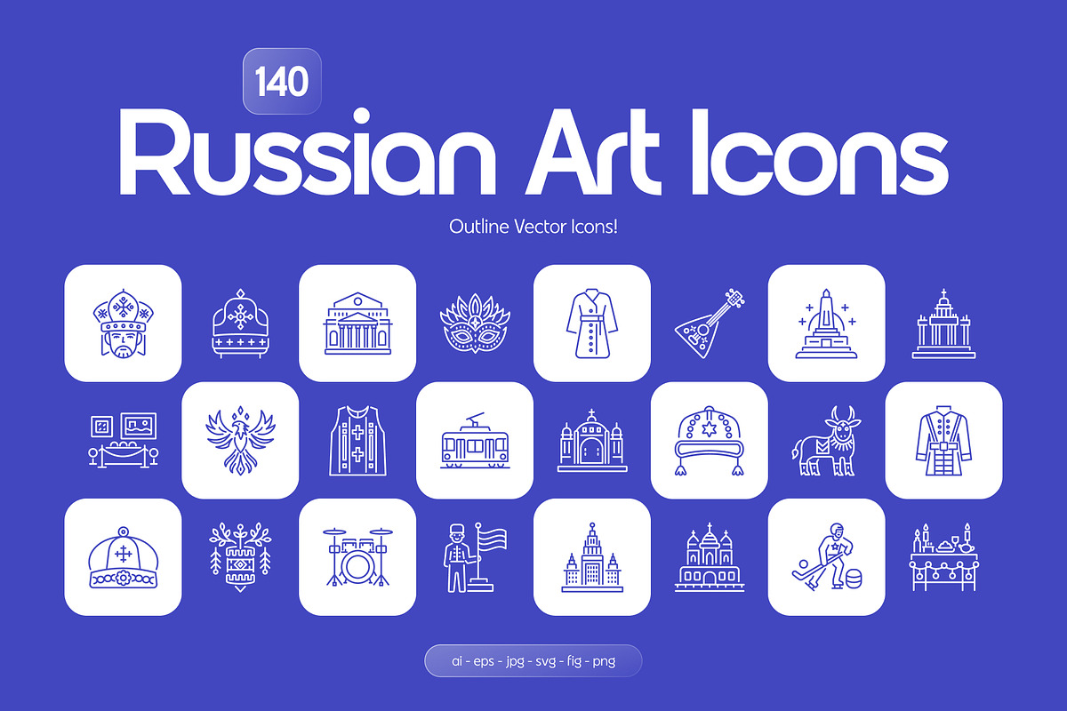 Russian Outline Icons Set, an Outline Icon by Prosymbols (Photo 1 of 8)