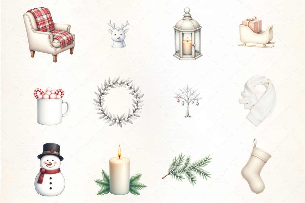 Cozy White Christmas Clipart, an Illustration by CrexoraLab (Photo 2 of 5)