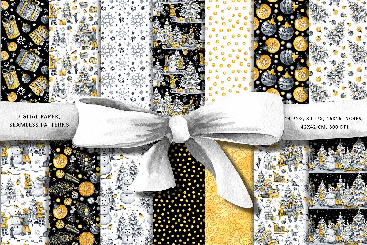 Gristmas winter digital paper, a Pattern Graphic by Artmanata (Photo 2 of 12)