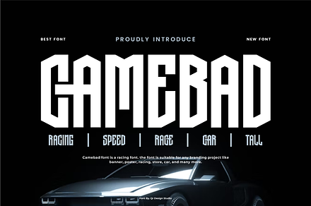 Camebad - Racing Car Font, a Sans Serif Font by QR Design Studio