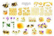 Honey Bee & Wildflowers graphics set, an Illustration by PinskaDrawCute (Thumbnail 2 of 14)