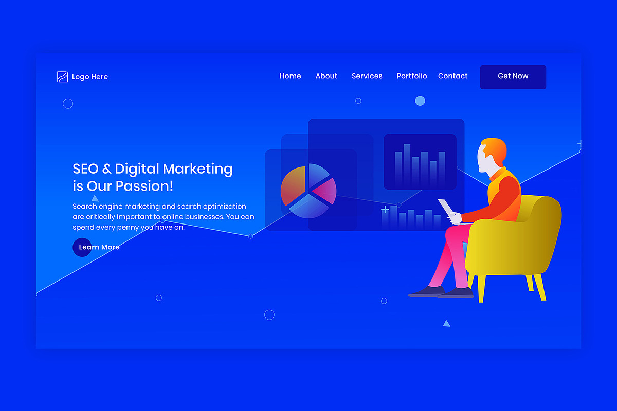 Website Header with illustration, a Device Mockup by Avabil (Photo 4 of 10)
