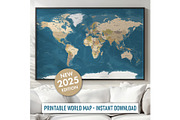 Vector World Map - Large&Detailed, a Decorative Illustration by PorcuPen Works (Thumbnail 6 of 8)