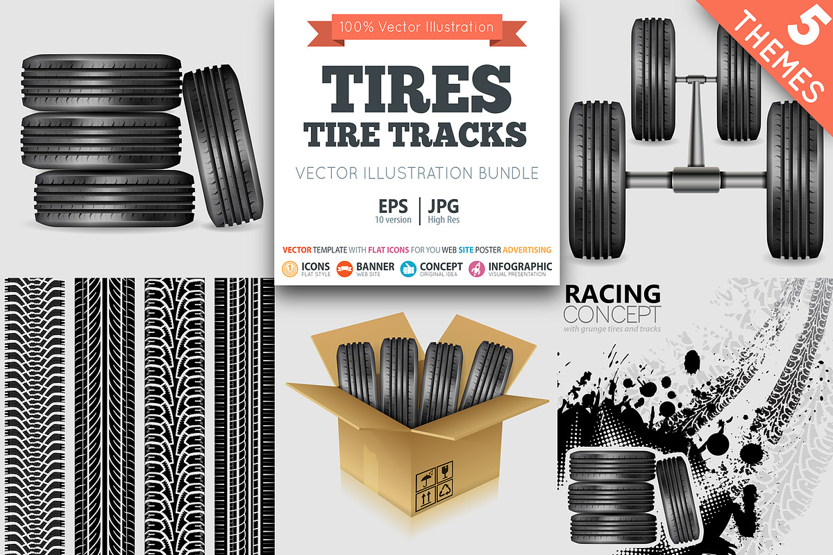 Tires and Tire Tracks, an Object Illustration by TAlex (Photo 1 of 6)