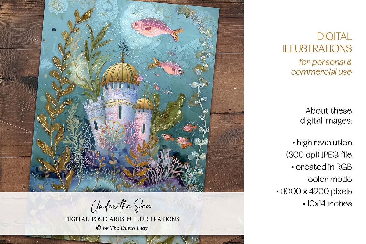 Under The Sea Digital Postcard Set, a Decorative Illustration by The Dutch Lady Designs (Photo 5 of 7)
